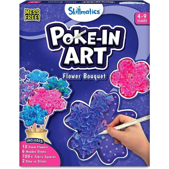 Skillmatics Poke-in-Art Flower Bouquet Craft Kit, DIY Paper Flower Activity Set with Vase for Kids Ages 3+