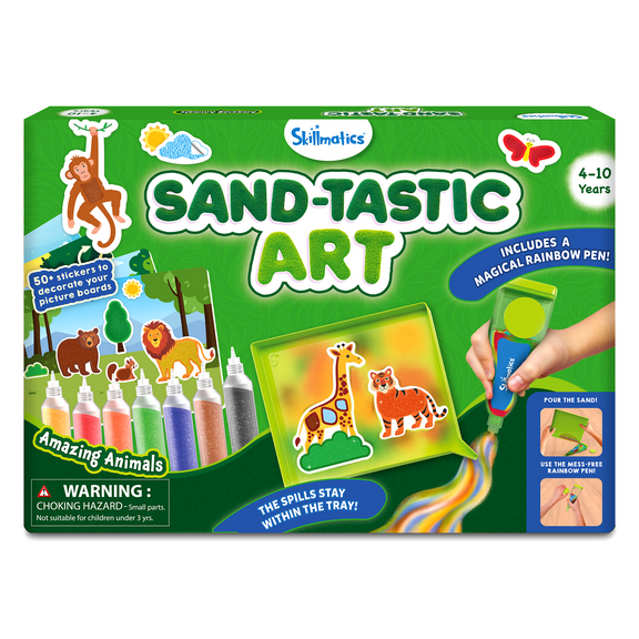 Skillmatics Sand Art Activity - Animals, Create & Stick 50+ Colorful Stickers, Creative Craft Kits & Supplies for Kids, Gifts for Girls & Boys Ages 4, 5, 6, 7, 8, 9, 10