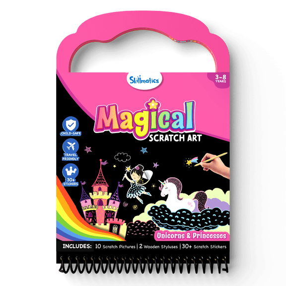 Skillmatics Scratch Art Book for Kids - Unicorns & Princesses for Kids Ages 3 to 8