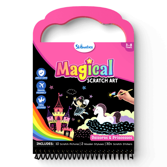 Skillmatics Scratch Art Book for Kids - Unicorns & Princesses for Kids Ages 3 to 8