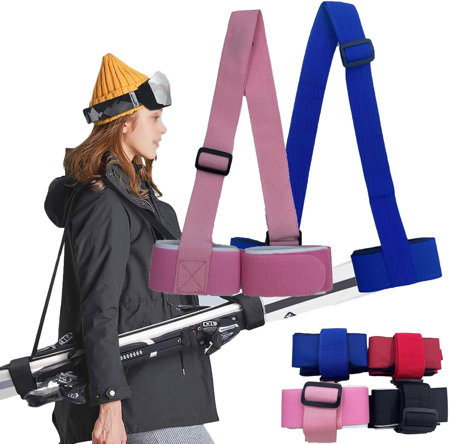 Skimate Sangles De Ski Et Snowboard Réglables - Bandoulière Porte-Ski Confortable, Lot 3 Pièces