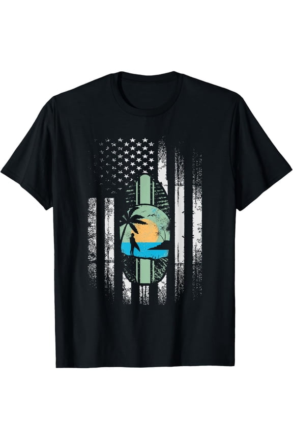 Skimboard USA Flag - Skimboarding Skimboarder Skimming T-ShirtMen and women, Black T-shirt, size: Extra large