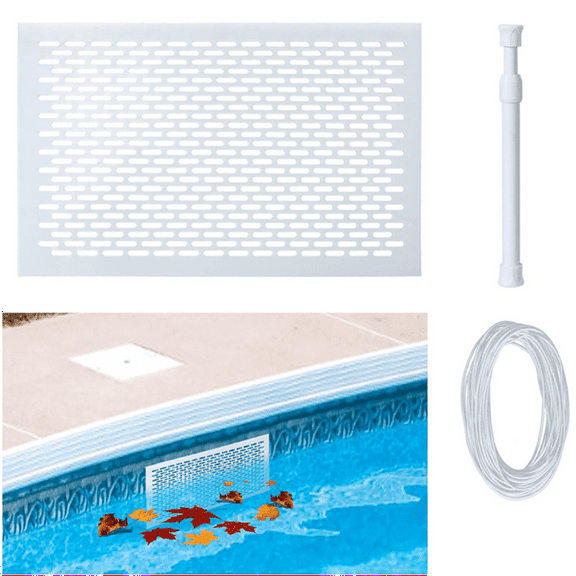Skimmer Guard Kit Pool Skimmer Net Leaf Skimmer Catcher Shield Protective Spring Action Net System Leaf Protection,1 * Filter screen 1 * telescopic rod 1 * elastic rope,White