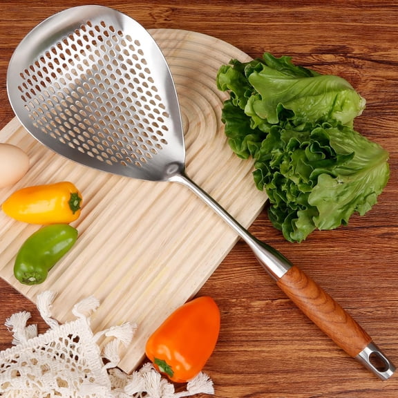 Skimmer Slotted Spoon, 304 Stainless Steel Spider Strainer Skimmer Ladle Spoon for Cooking and Frying, Pasta Strainer Spoon, 5.8 Inch