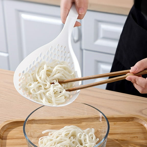 Skimmer Slotted Spoon, Kitchen Slotted Spoon, Pasta Spider Strainer Ladle for Frying Cooking Stirring Draining, 1-Pack Heat Resistant Nylon Scoop Colander