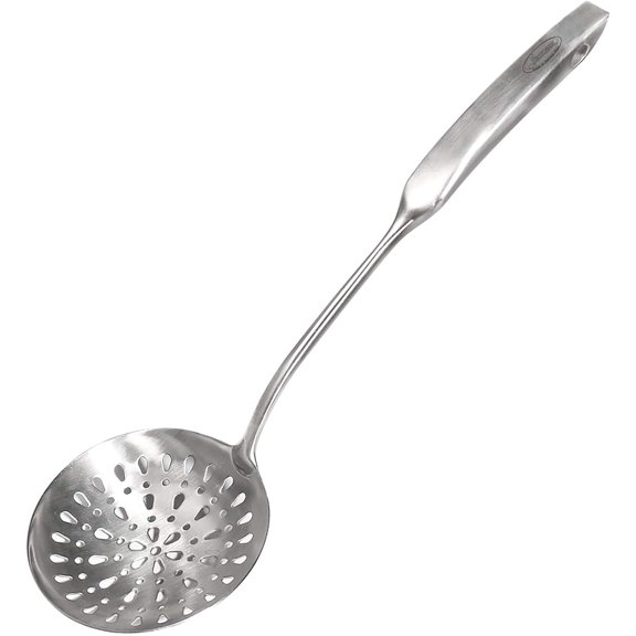Skimmer Slotted Spoon, [Rustproof, Integral Forming, Durable] Newness 304 Stainless Steel Slotted Spoon with Vacuum Ergonomic Handle, Comfortable Grip Design Strainer Ladle for Kitchen, 14.96 Inches