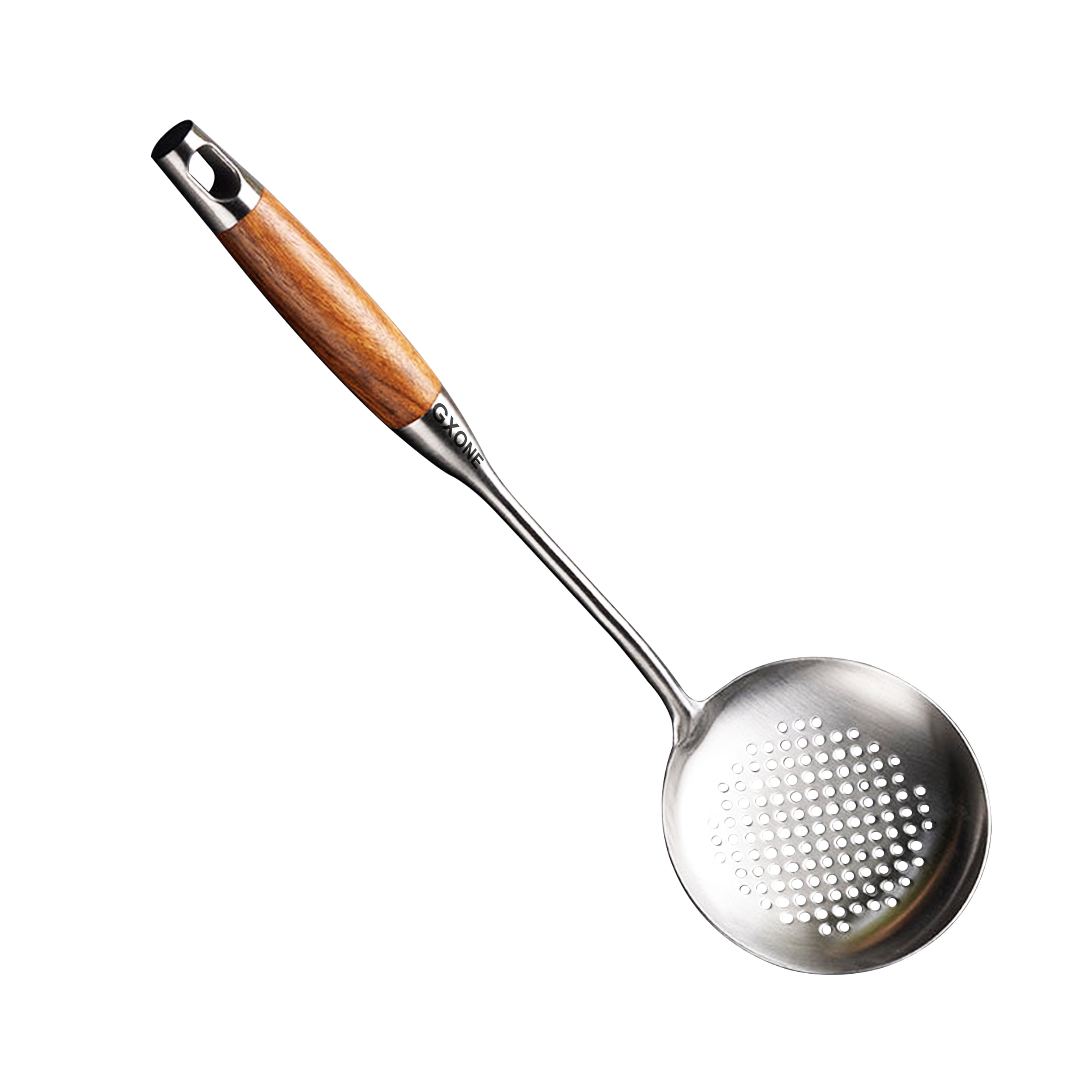 Skimmer Slotted Spoon with Wooden Handle,304 Stainless Steel Slotted