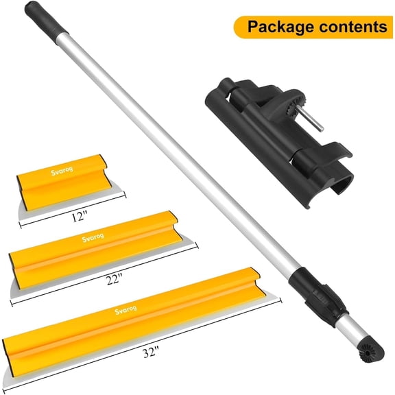 Skimming Blade Set, Drywall Tools with 12"+22"+32" Stainless Steel Blades + Adjustable 35"-62" Aluminum handle, Drywall Smoothing Knockdown Knife on Walls, and Plaster Surfaces