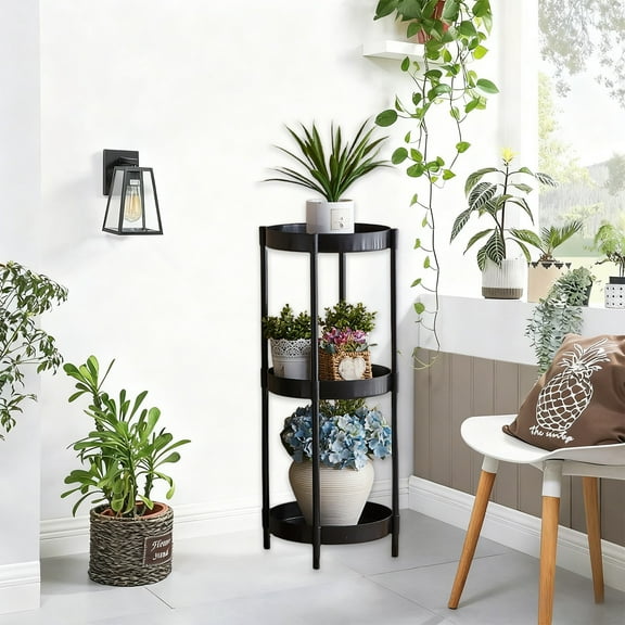 Skimsklo Plastic Side Table with Storage 2 Tier Small Round Coffee Table for Living Room Bedroom - Compact Sofa Side Table Nightstand Snack Rack End Table for Home Office