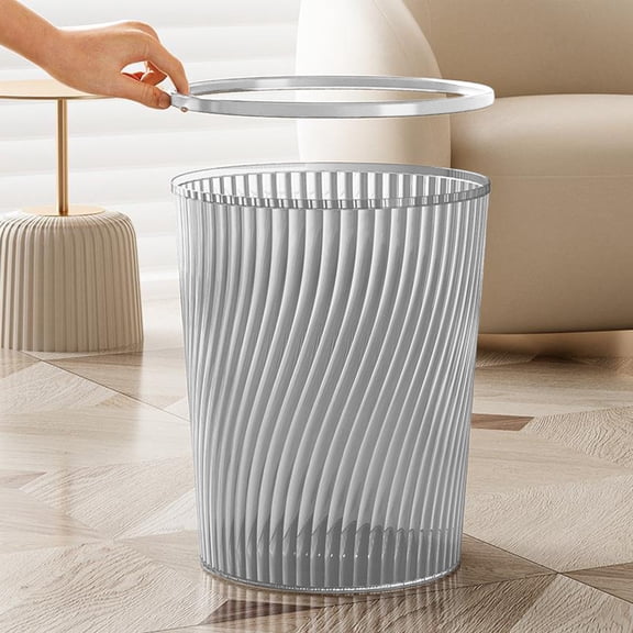 Skimsklo Vertical Light Translucent Trash Can 15L - ABS Step Wastebasket for Kitchen Bathroom Office - Large Capacity Garbage Bin with Pressure Ring - Easy Clean Modern Waste Container 1 Pack