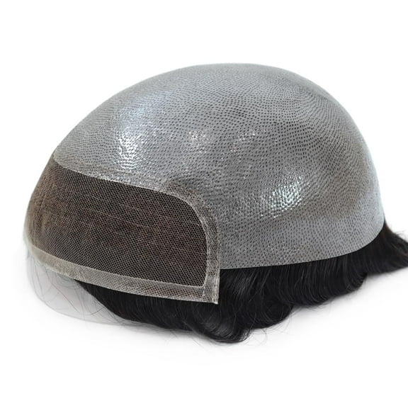 Skin 0.10-0.12mm with 1/2" French Lace in front Men Toupee Hair Replacement Natural Looking Wig Hairpiece for Men 100% Human Hair System for Men