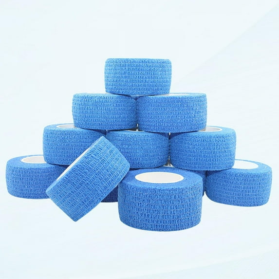 Skin Bandage Tape Veterinary Wrap Medical Tape Veterinary Tape 1 Inch x 12 Pack Blue Adhesive Bandage Fabric Self-Adhesive Bandage Wrap Self-Adhesive Bandage Waterproof Wrap Bandage Self-Adhesive Tape