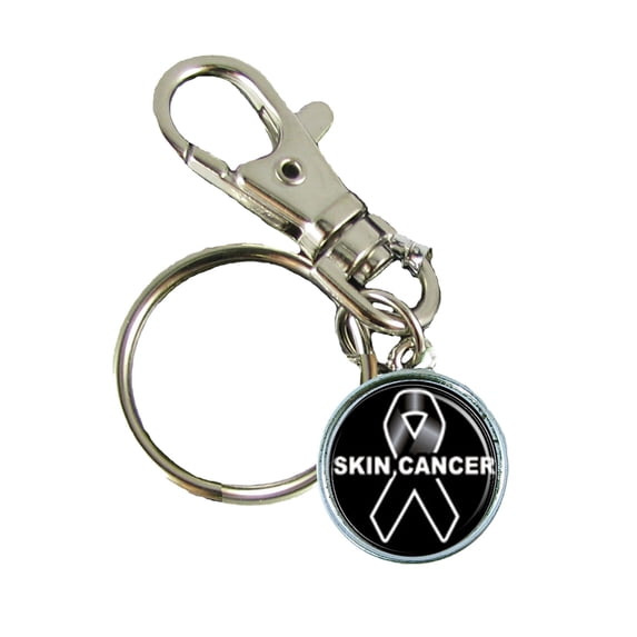 Skin Cancer Awareness Keychain Support Silver Plated Jewelry Key Chain