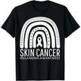 thumbnail image 1 of Skin Cancer Melanoma Awareness Month Rainbow Ribbon Black T-Shirt, 1 of 4