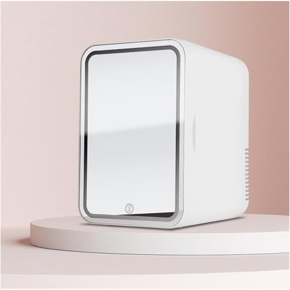 Skin Care Fridge Mini Fridge with Led Lights & Mirror, 8L Capacity Small Refrigerator, Chill/Heat, AC 220V/DC 12V Cosmetic Fridge for Skincare
