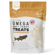 Chew + Heal Omega Salmon Jerky Dog Treats - Soft Salmon Jerky for Skin and Coat - Wild Alaskan Salmon, Flaxseed, Oat Flour, and Mor