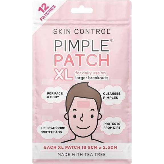Skin Control Pimple Patch Hydrocolloid XL Clear Blemish Acne Cover Spots 12 cnt