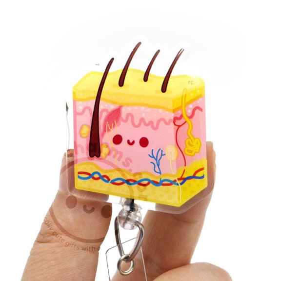 Skin Cross Section Badge Reel for Wound Care Nurses, Skin Team, Dermatology, Dermatologist, Pathology, Healthcare Anatomy, Lab Tech, MLS MLT