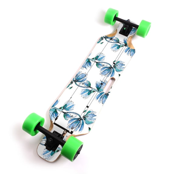 Skin Decal Compatible With Blitzart Huracane 38" Electric Skateboard Sticker Design Blue Vines