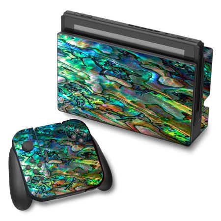 Skin Decal For Nintendo Switch Vinyl Wrap / Abalone Shell Swirl Neon Green Opalescent