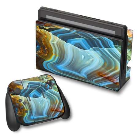 Skin Decal For Nintendo Switch Vinyl Wrap / Beautiful Geode Precious Stone Blue Brown