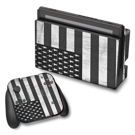 Skin Decal For Nintendo Switch Vinyl Wrap / Black White Grunge Flag Usa America