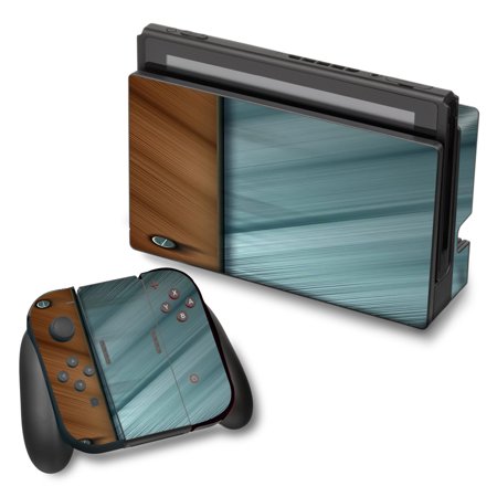 Skin Decal For Nintendo Switch Vinyl Wrap / Blue Brown Rivets Metal Panel