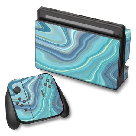 Skin Decal For Nintendo Switch Vinyl Wrap / Blue Glass Marble Stone Geode