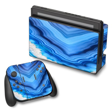 Skin Decal For Nintendo Switch Vinyl Wrap / Crystal Blue Ice Marble