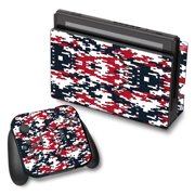 Skin Decal For Nintendo Switch Vinyl Wrap / Digi Camo Team Colors Camouflage Red Blue