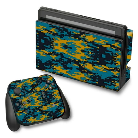 Skin Decal For Nintendo Switch Vinyl Wrap / Digi Camo Team Colors Camouflage Teal Gold