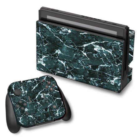 Skin Decal For Nintendo Switch Vinyl Wrap / Green Dark Marble Granite