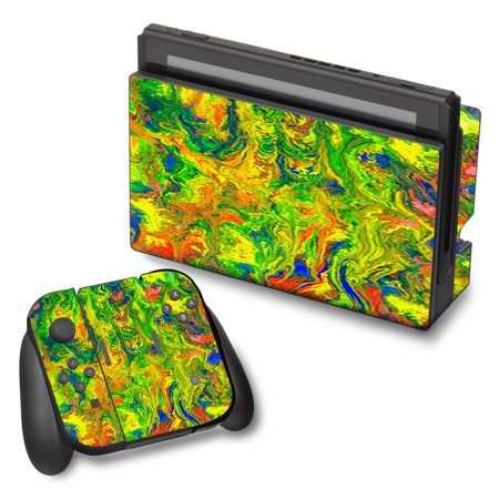Skin Decal For Nintendo Switch Vinyl Wrap / Green Trippy Color Mix Psychedelic