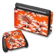 Skin Decal For Nintendo Switch Vinyl Wrap / Orange Tropical Hibiscus Flowers