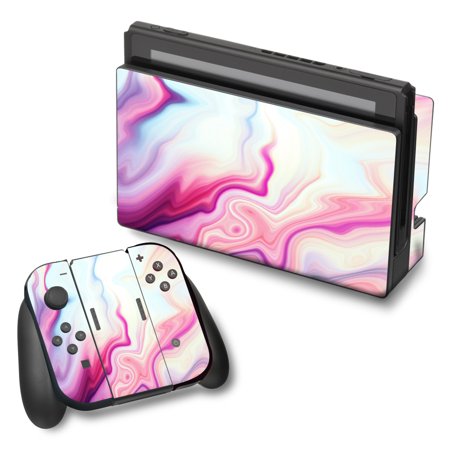 Skin Decal For Nintendo Switch Vinyl Wrap / Pink Marble Glass Pastel