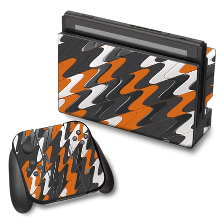 Skin Decal For Nintendo Switch Vinyl Wrap / Puzzle Orange Grey Trippy
