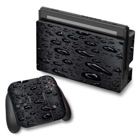Skin Decal For Nintendo Switch Vinyl Wrap / Rain Drops On Black Metal
