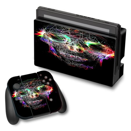 Skin Decal For Nintendo Switch Vinyl Wrap / Skull Wild Line Electric