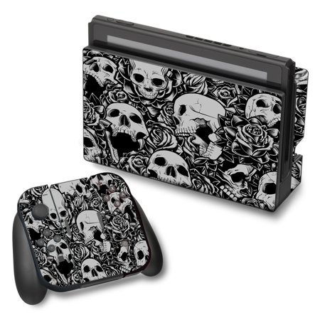 Skin Decal For Nintendo Switch Vinyl Wrap / Skulls N Roses Black White Screaming