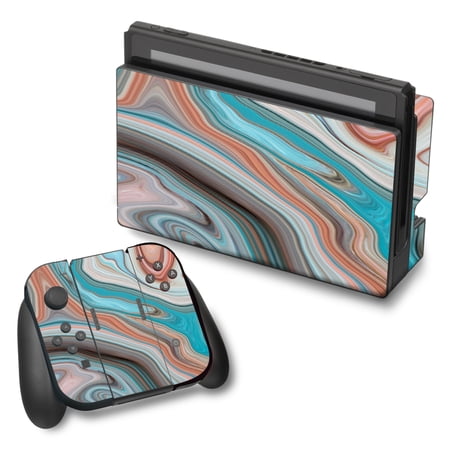 Skin Decal For Nintendo Switch Vinyl Wrap / Teal Blue Brown Geode Stone Marble
