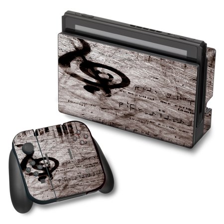 Skin Decal For Nintendo Switch Vinyl Wrap / Vintage Piano Key Music Notes Book Page