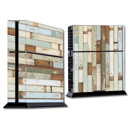 Skin Decal For Ps4 Playstation 4 Console / Beach Wood Panels Teal White Wash