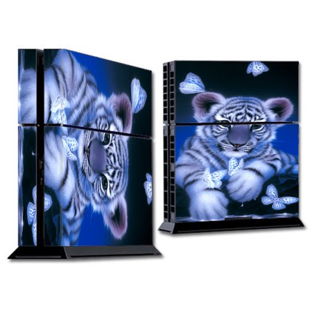 Skin Decal For Ps4 Playstation 4 Console / Cute White Tiger Cub Butterflies