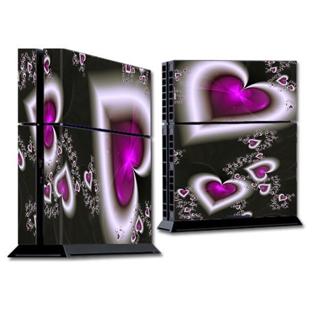 Skin Decal For Ps4 Playstation 4 Console / Glowing Hearts Pink White