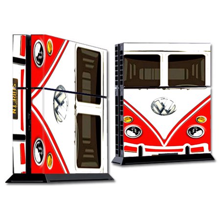 Skin Decal For Ps4 Playstation 4 Console / Vw Bus Red, Split Surfer
