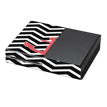 Skin Decal For Xbox One Console / Black Chevron With Rose Anchor