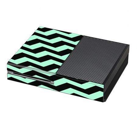 Skin Decal For Xbox One Console / Teal And Black Chevron