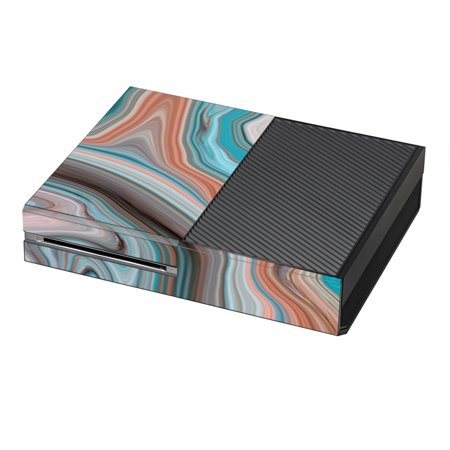 Skin Decal For Xbox One Console / Teal Blue Brown Geode Stone Marble