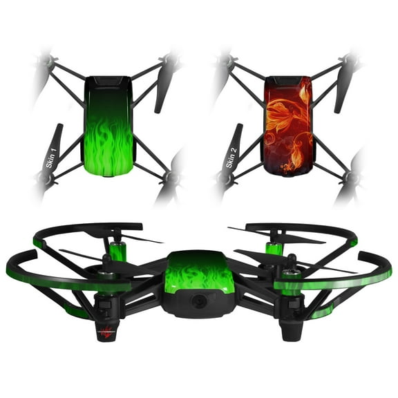 Skin Decal Wrap 2 Pack for DJI Ryze Tello Drone Fire Green - Drone NOT INCLUDED