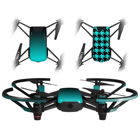 Skin Decal Wrap 2 Pack for DJI Ryze Tello Drone Smooth Fades Neon Teal Black DRONE NOT INCLUDED